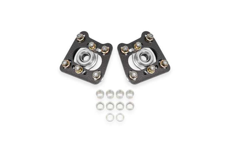 BMR 94-04 Ford Mustang Steel Caster Camber Plates - Black Hammertone