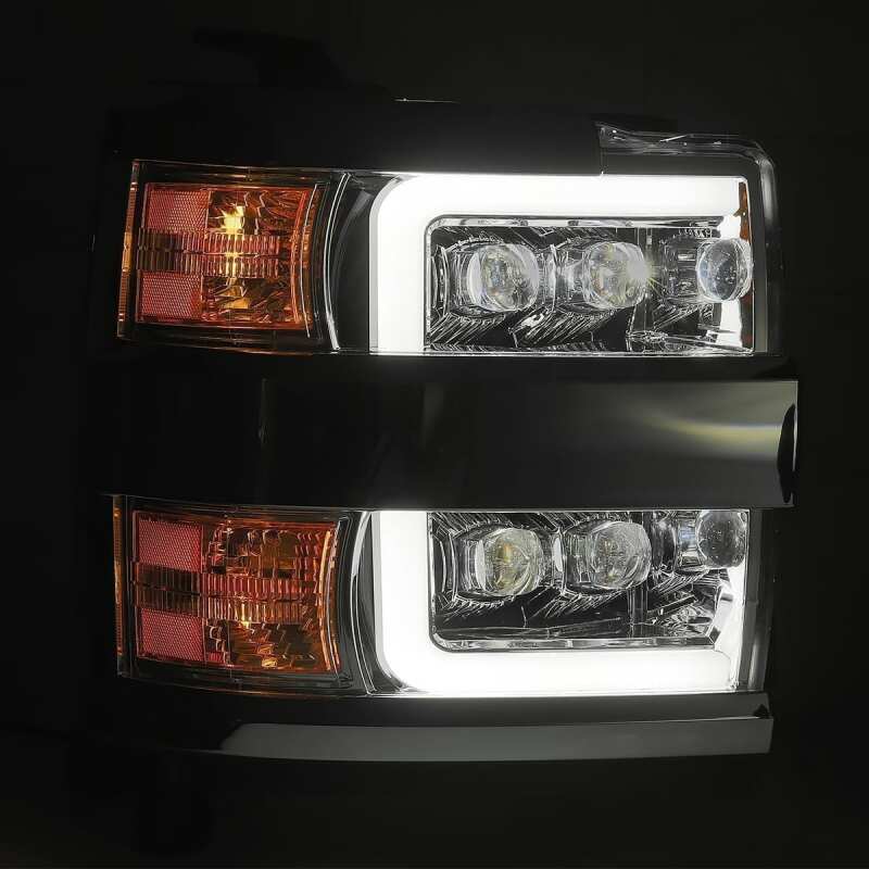 AlphaRex 880228 15-18 Chevrolet 2500 HD NOVA LED Projector Headlights Plank Style Chrome w/Activation Light/Sequential Signal/DRL