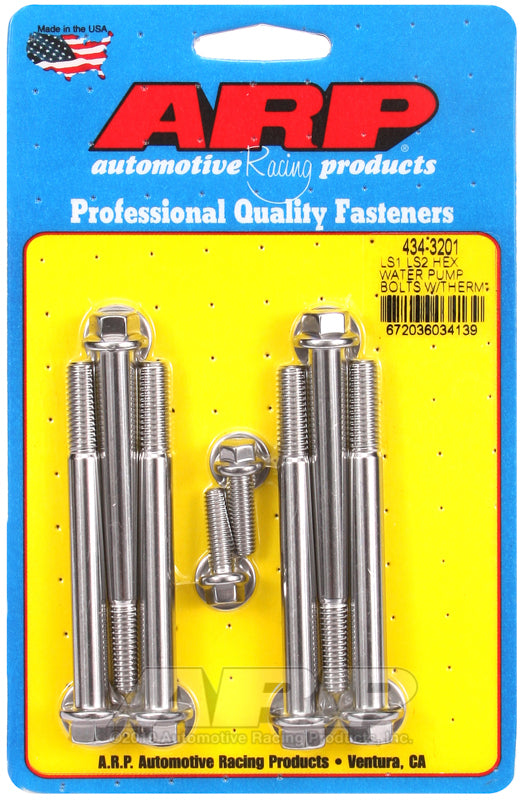ARP 434-3201 for LS1 LS2 SS Hex Water Pump Bolts with Thermostat Housing Bolts Kit