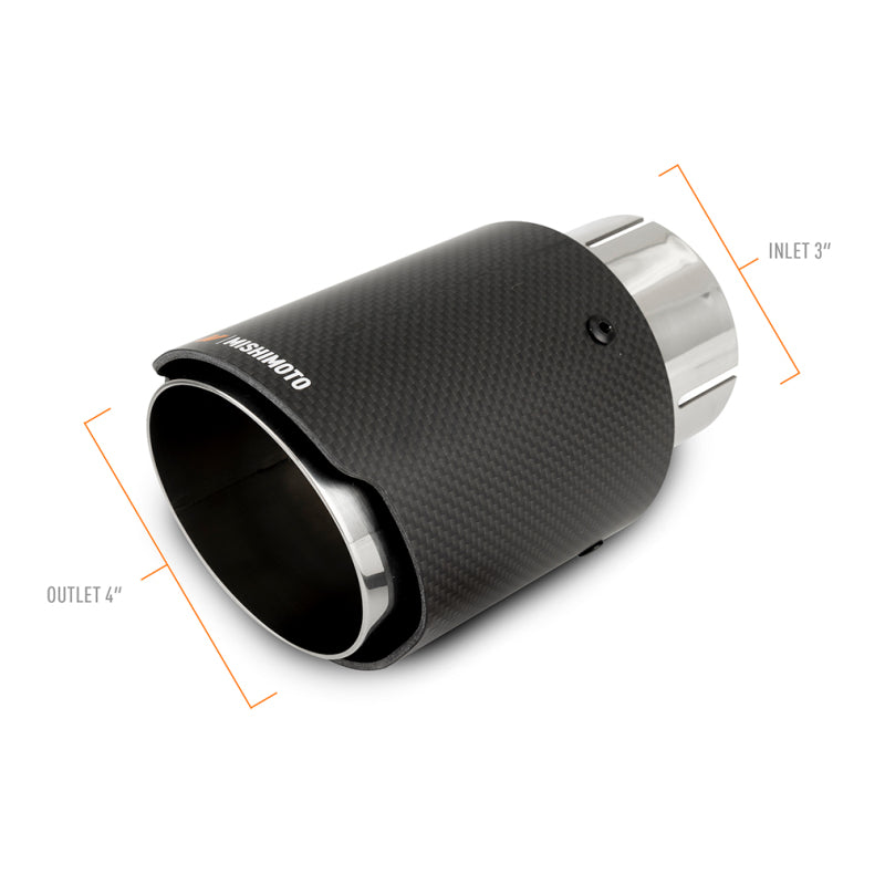 Mishimoto Carbon Fiber Muffler Tip 3in Inlet 4in Outlet Polished - #MMEXH-TIP-CF3P