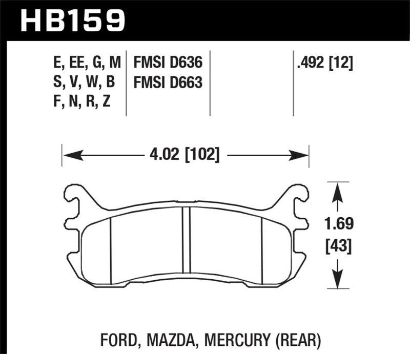 Hawk Performance HB159C.492 HPX Motorsport Brake Pads