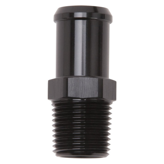 Edelbrock 8183 Hose End Straight 1/2 in NPT to 3/4 in Barb Black Anodized