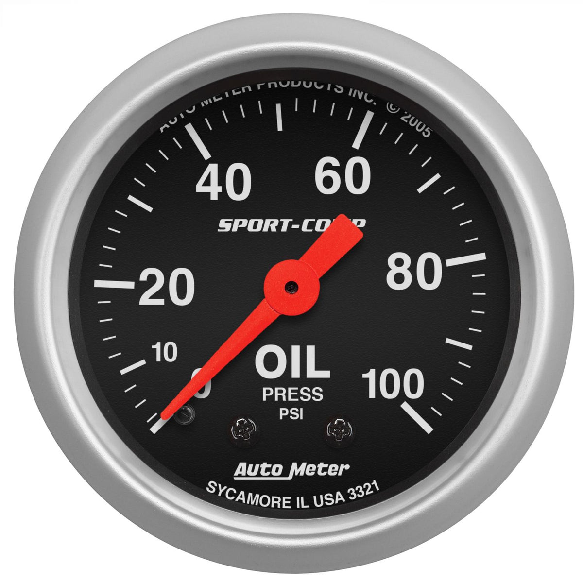 AutoMeter 3321 Sport Comp 52mm Mechanical 0-100 PSI Oil Pressure Gauge