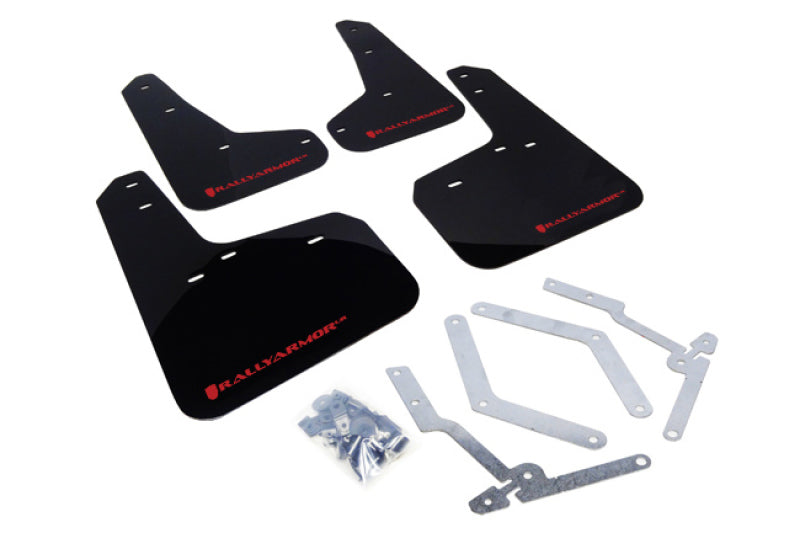 Rally Armor UR Mud Flaps - 2013-2018 Ford Focus - Black/Red Logo - #MF27-UR-BLK/RD