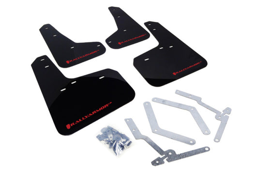Rally Armor UR Mud Flaps - 2013-2018 Ford Focus - Black/Red Logo - #MF27-UR-BLK/RD