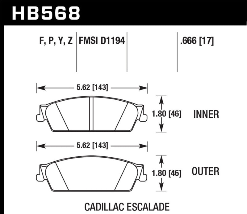 Hawk Performance HB568F.666 HPS Performance Street Brake Pads