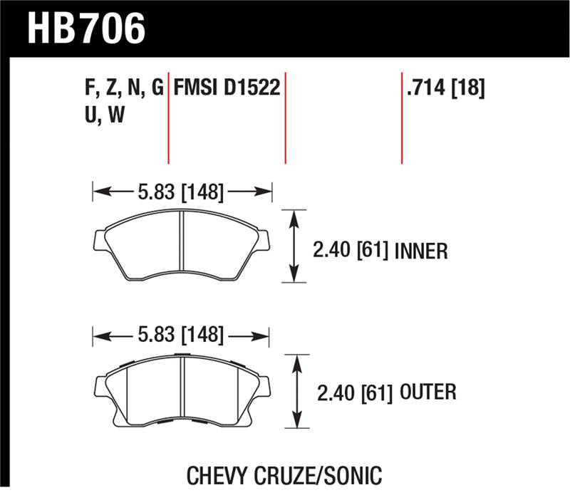 Hawk Performance HB706G.714 DTC-60 Motorsport Brake Pads