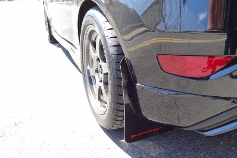 Rally Armor UR Mud Flaps - 2014-2019 Ford Fiesta - Black/Red Logo - #MF29-UR-BLK/RD