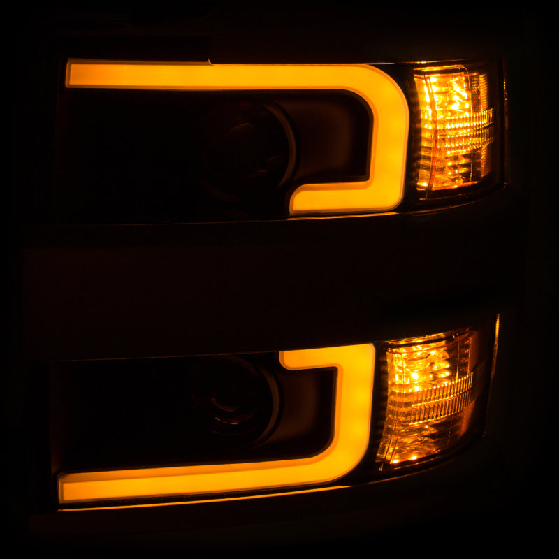 ANZO 2015-2019 Chevrolet Silverado 2500 HD LED Projector Headlights - Switchback Black (Chrome Trim) (Halogen Models Only)