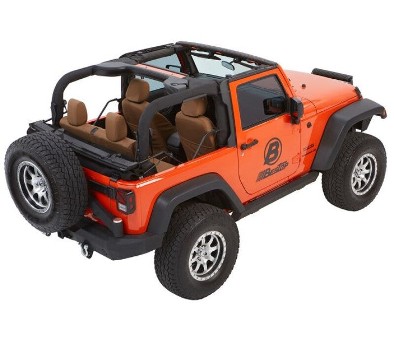 Bestop 07-18 Jeep Wrangler JK 2-Door Trektop Glide (Black Diamond)