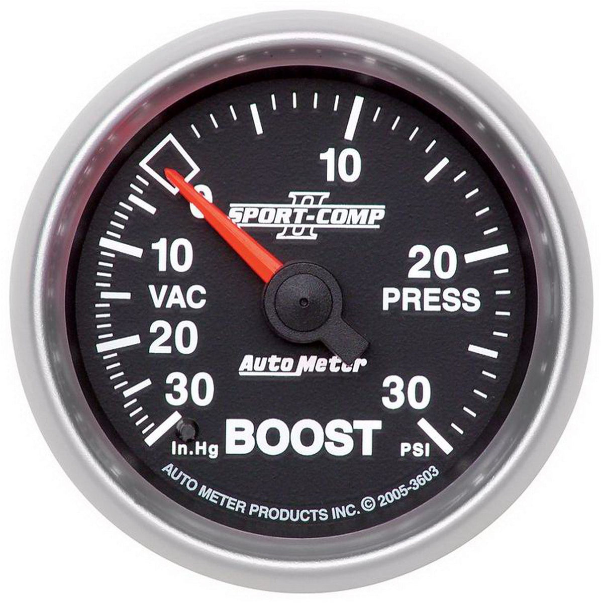 AutoMeter 3603 Sport-Comp II 52mm 30 PSI Mechanical Boost Vacuum Gauge