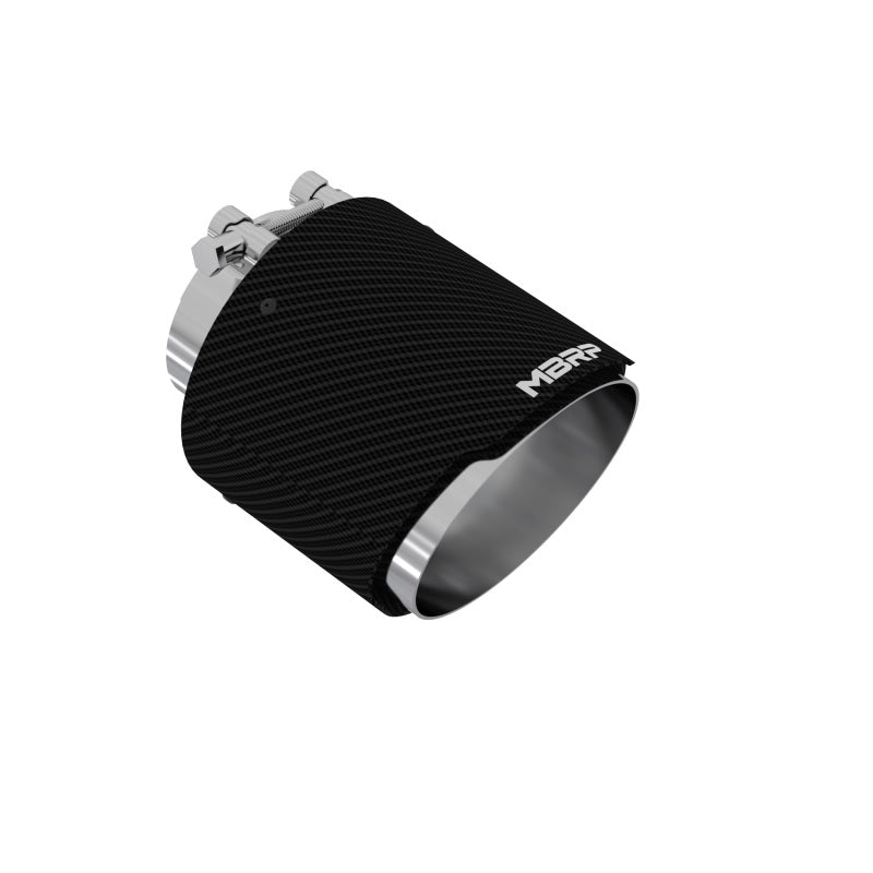 MBRP T5184CF 304 SS Round Angle Cut Clamp-On Double-Wall Carbon Fiber Exhaust Tip