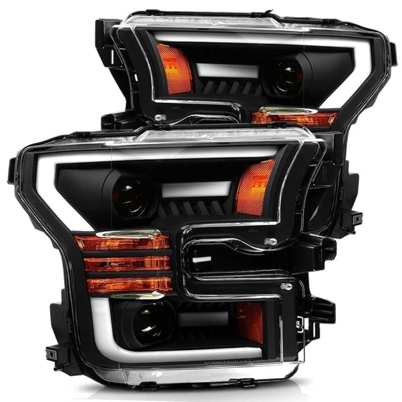 AlphaRex 880167 15-17 Ford F-150 LUXX LED Projector Headlights Plank Style Black w/Activation Light/DRL