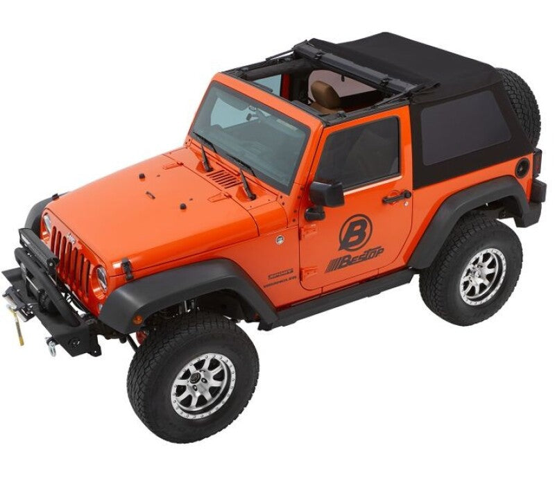 Bestop 07-18 Jeep Wrangler JK 2-Door Trektop Glide (Black Diamond)