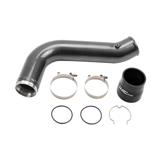 Wehrli Custom Fabrication WCF100530-GW Passenger Side 3.5in Intercooler Pipe Gloss White for 2017-2019 Chevrolet Silverado / GMC Sierra 2500 HD / 3500 HD L5P Duramax