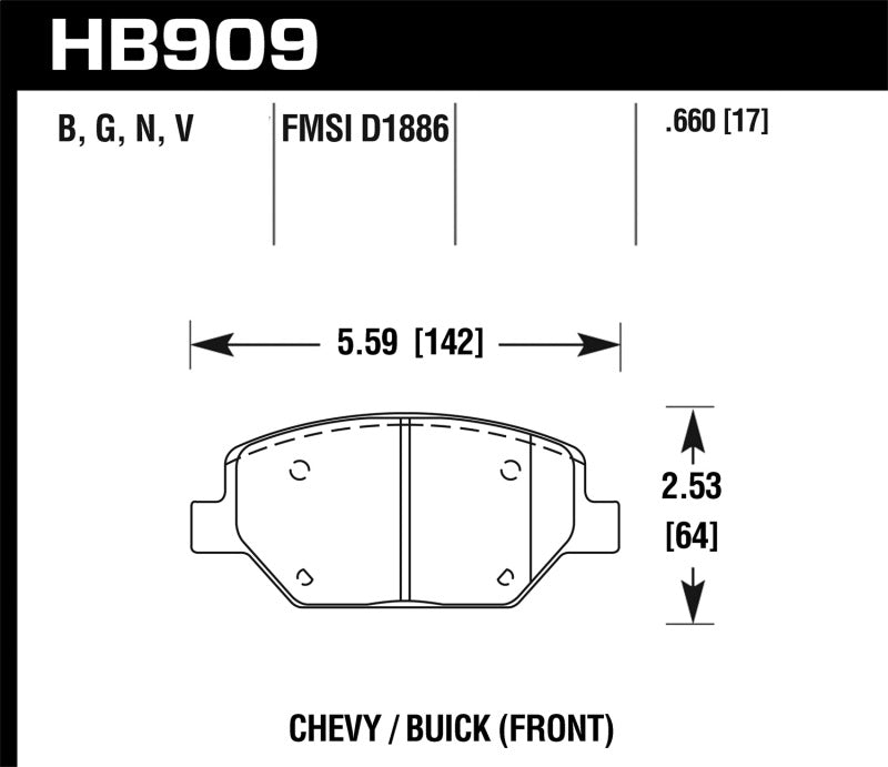 Hawk Performance HB909Y.660 LTS Light Truck and SUV Street Brake Pads