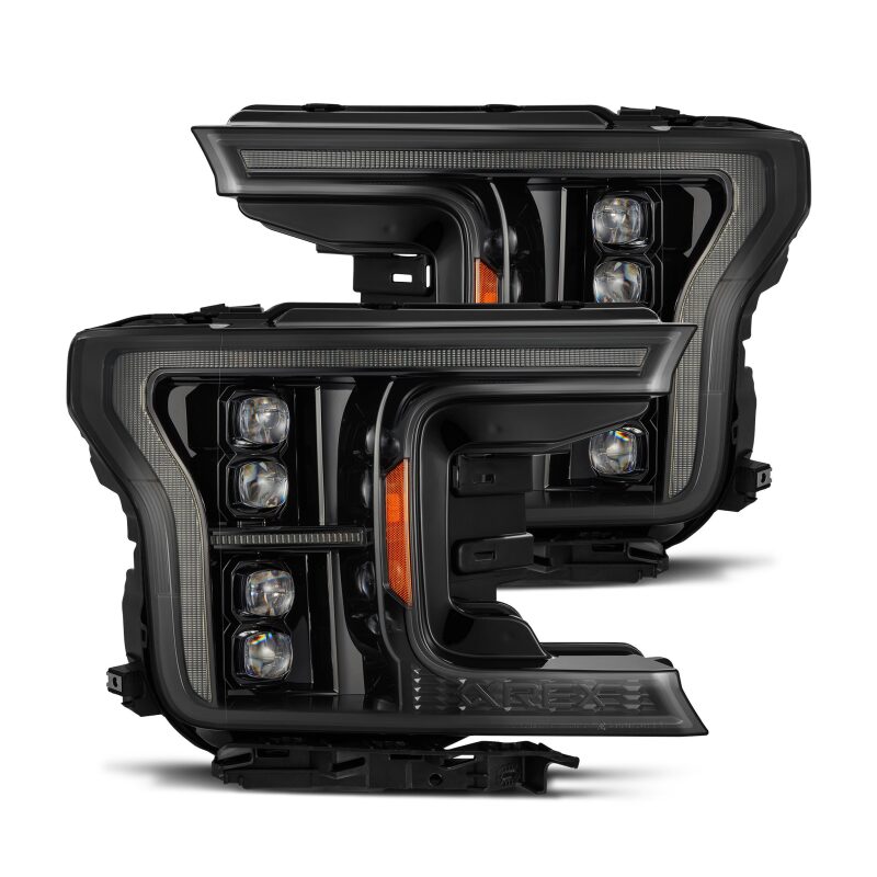 AlphaRex 880249 18-20 Ford F-150 NOVA LED Projector Headlight Alpha Black (14th Gen G2 Style)