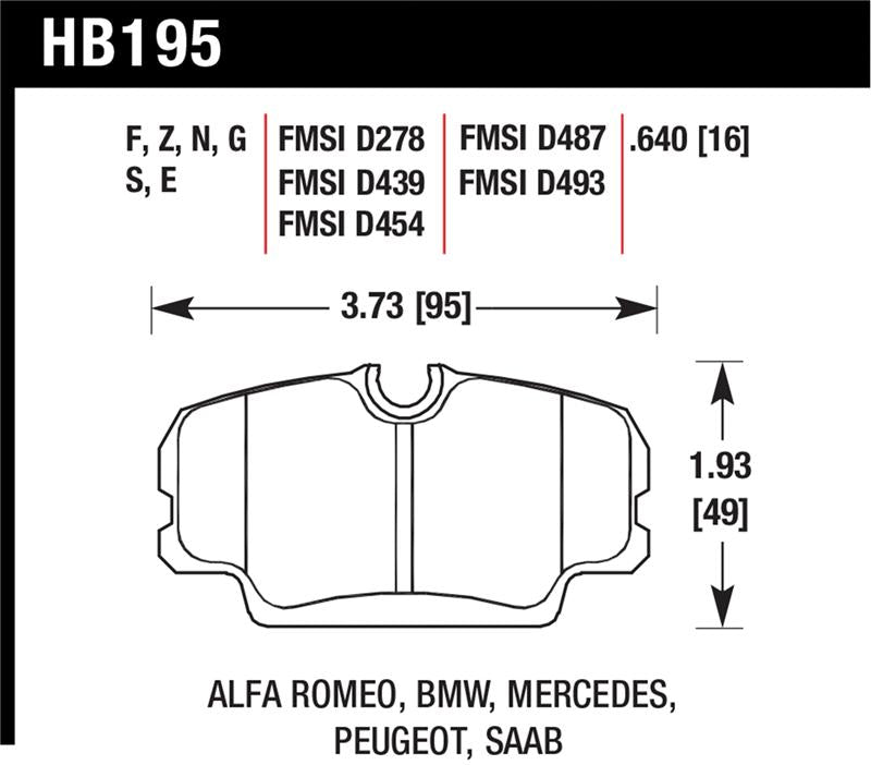 Hawk Performance HB195E.640 Blue 9012 Motorsport Brake Pads