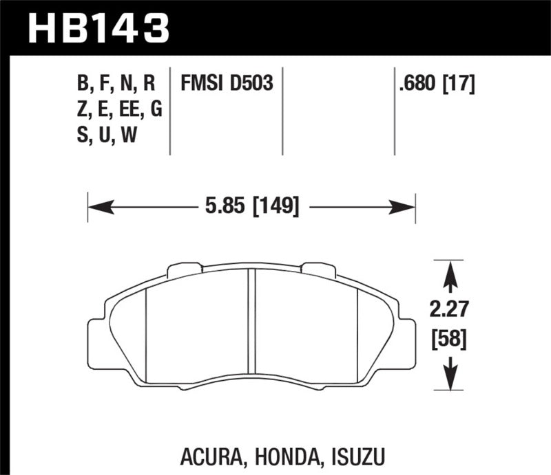 Hawk Performance HB143D.680 ER-1 Motorsport Brake Pads