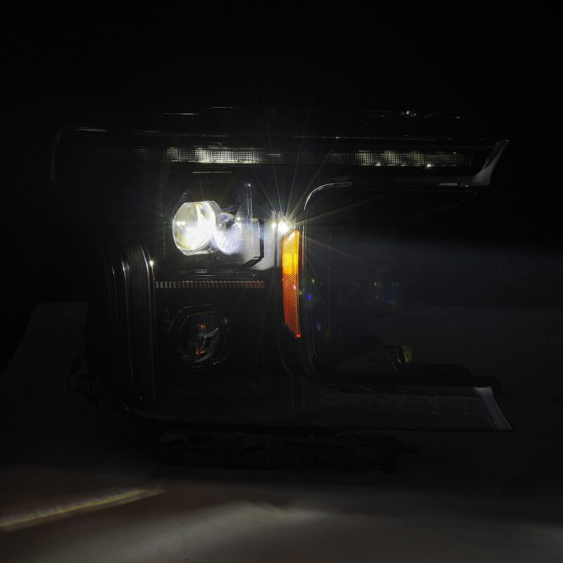 AlphaRex 880251 18-20 Ford F-150 (Req. Converter F150 w/LED) LUXX LED Projector Headlights Alpha-Black w/Activation Lt Sequential Signal Switchback DRL