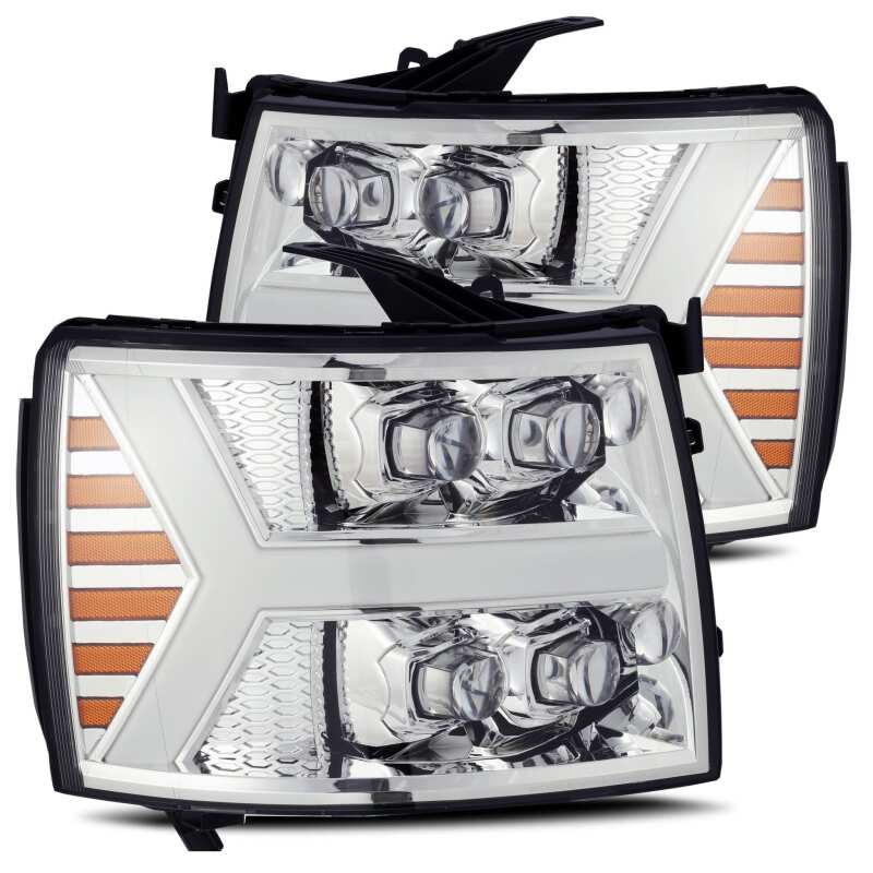 AlphaRex 880207 07-13 Chevrolet 1500 HD NOVA LED Projector Headlights Plank Style Chrome with Activation Light/Sequential Signal