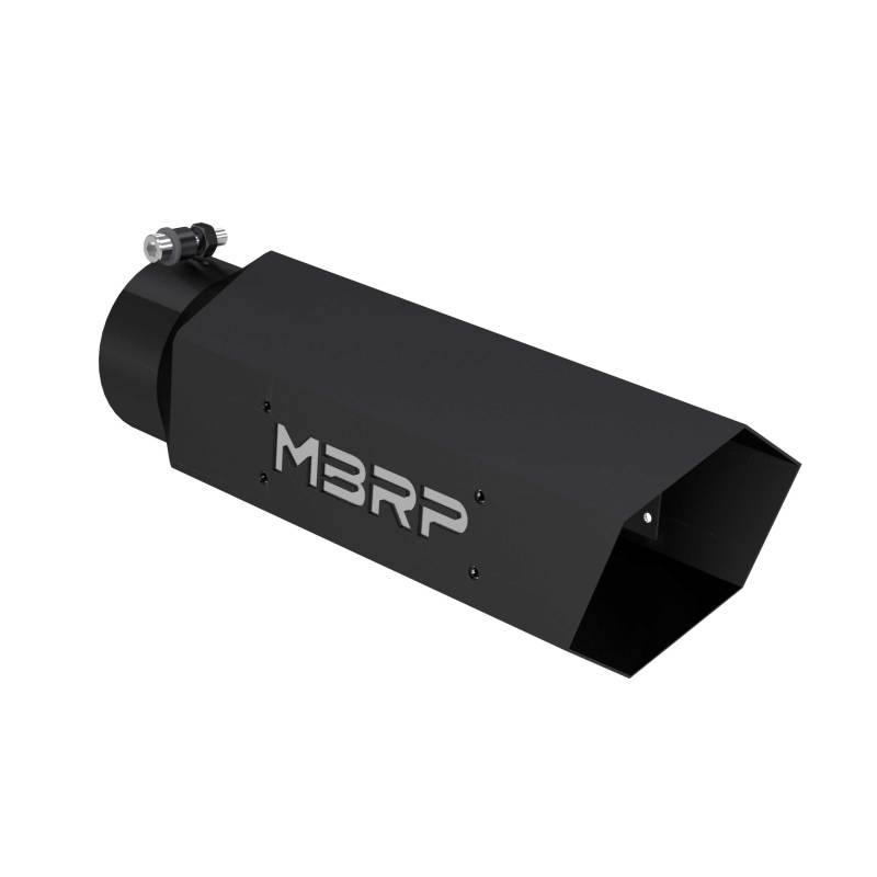 MBRP T5164BLK Universal Hex Tip 4in Inlet 16in Length w/ Logo - Black Coated - #T5164BLK