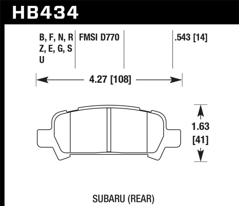 Hawk Performance HB434G.543 DTC-60 Motorsport Brake Pads