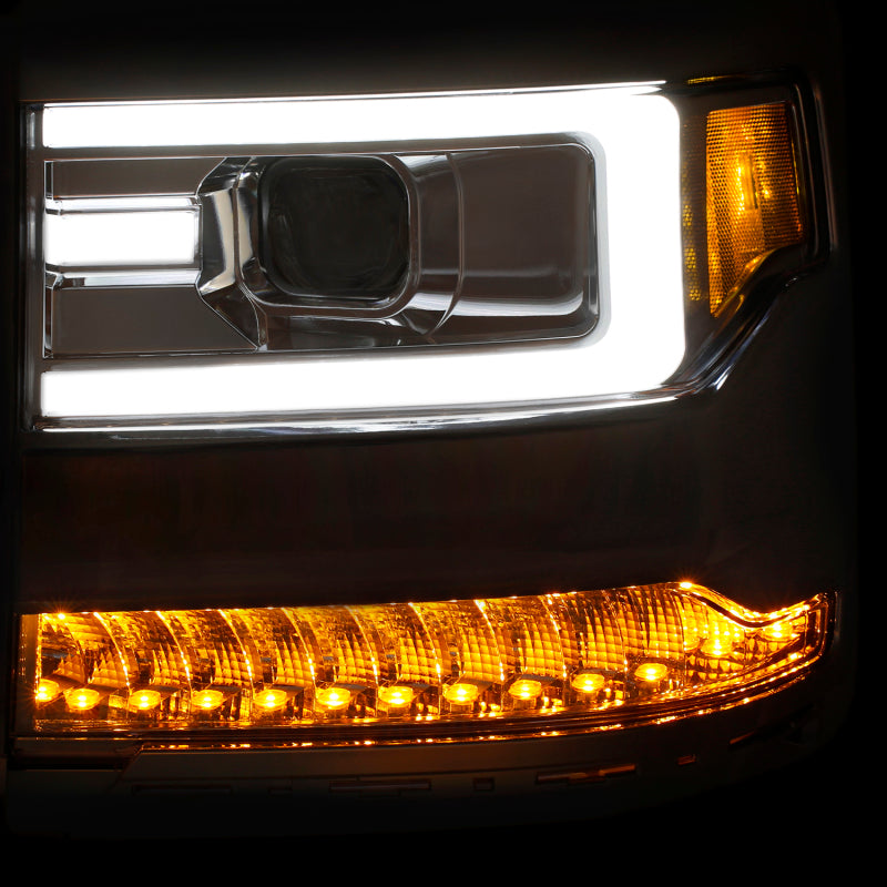 ANZO 2016-2018 Chevrolet Silverado 1500 LED Projector Headlights - Chrome (For HID, No HID Bulb Included)