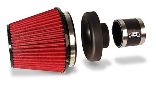 BLOX Racing Performance Filter Kit w/ 3.5inch Velocity Stack Black Filter and 3.5inch Silicone Hose BXIM-00311-BK