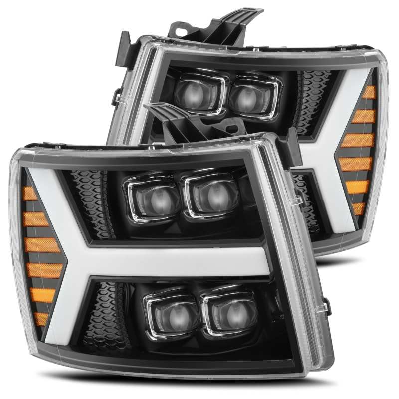 AlphaRex 880208 07-13 Chevrolet 1500 HD(NewBody) NOVA LED Projector Headlight Plank Style Gloss Black w/Activation Lite/Sequential Signal