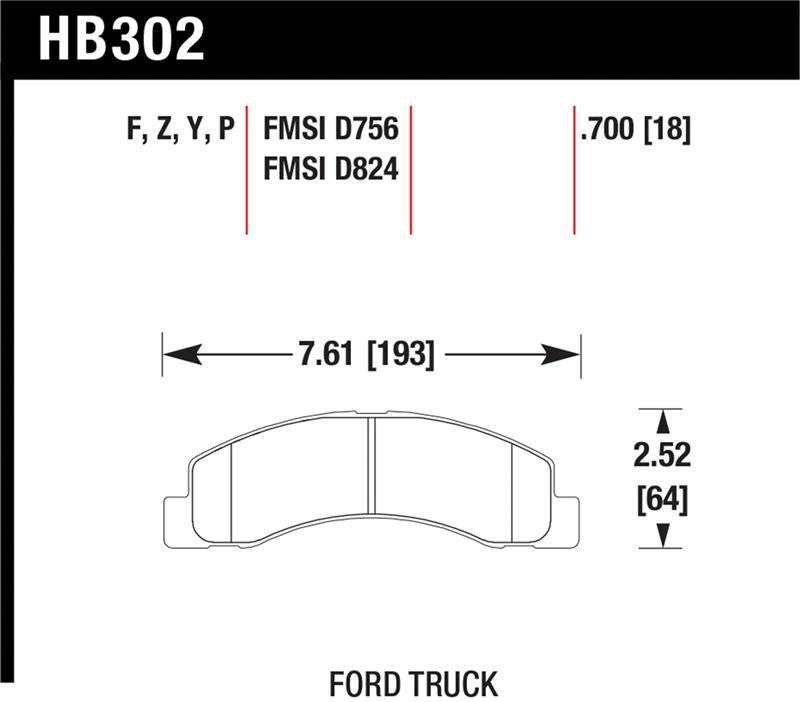 Hawk Performance HB302Y.700 LTS Light Truck and SUV Street Brake Pads