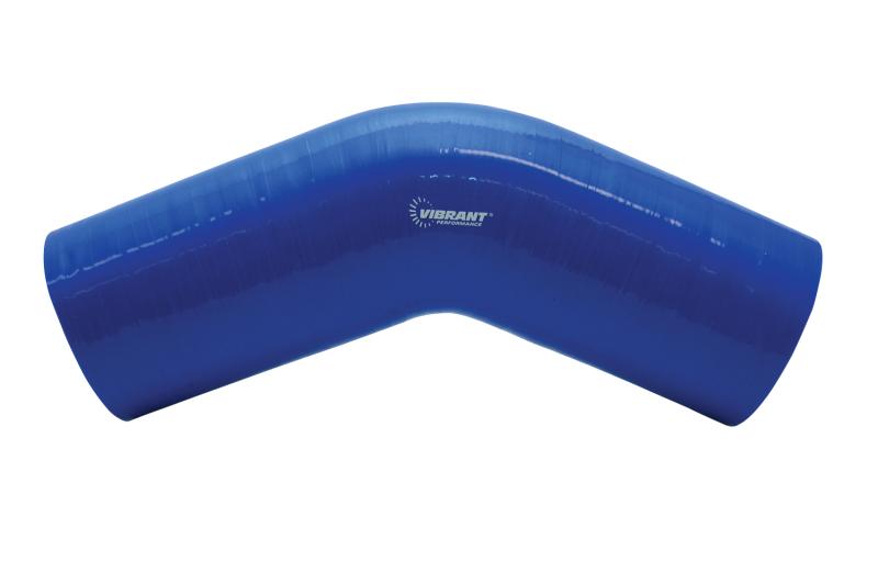 Vibrant 4 Ply Reinforced Silicone Elbow Connector - 5in ID x 4in Leg 45 Deg
