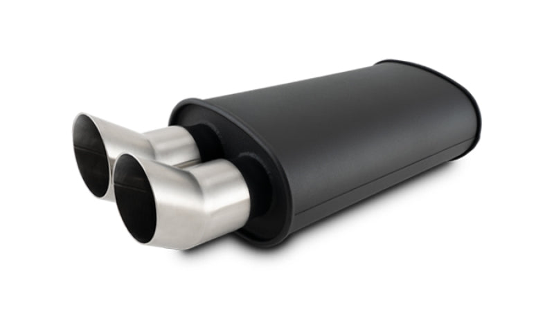 Vibrant Streetpower Flat Blk Muffler 9x5x15in Body 2.5in Inlet ID 3in Tip 12330