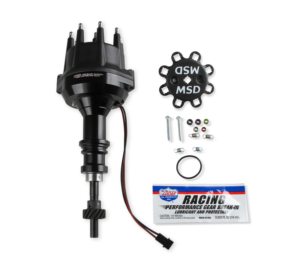 MSD 857931 Black Distributor for Ford 289-302, Pro Billet, Small Cap, Steel Gear