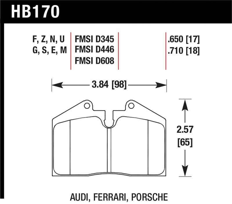Hawk Performance HB170U.650 DTC-70 Motorsport Brake Pads