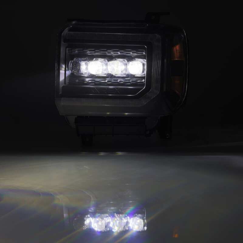 AlphaRex 880617 14-18 GMC Sierra NOVA LED Projector Headlights Plank Style Black w/Activation Light/Sequential Signal/DRL
