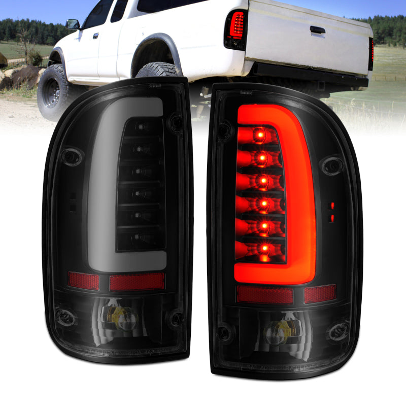 ANZO 1995-2004 Toyota Tacoma LED Taillights Black Housing Smoke Lens (Pair)