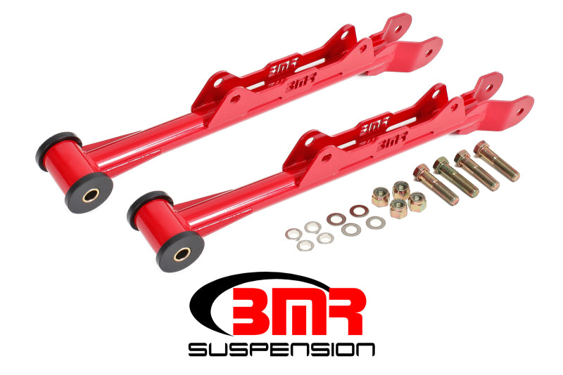 BMR 2010-2015 5th Gen Camaro Chrome Moly Non-Adj. Rear Lower Control Arms (Delrin) - Red