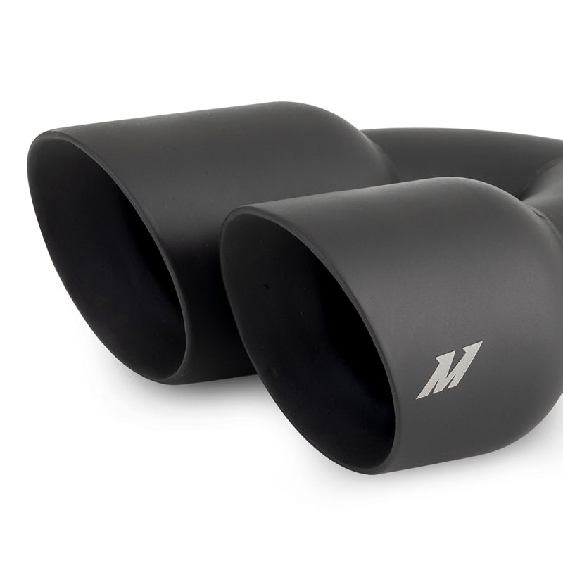 Mishimoto Dual Offset Tips 2.5in Inlet 3in Outlet Slash Cut - Black - #MMEXH-TIP-FSTBK