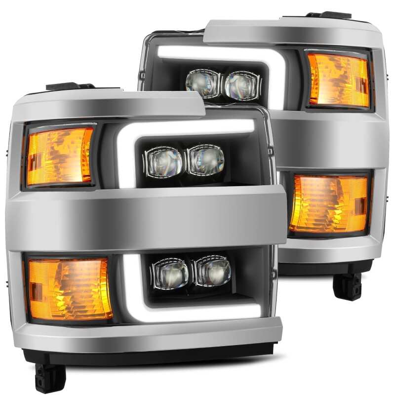 AlphaRex 880227 15-18 Chevrolet 2500 HD NOVA LED Projector Headlights Plank Style Black with Activation Light/Sequential Signal/DRL