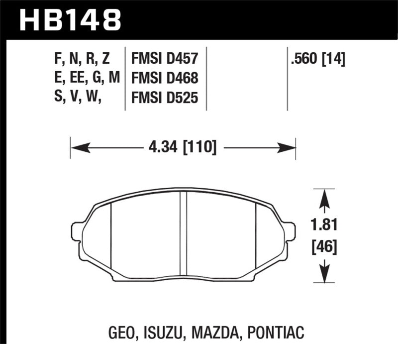 Hawk Performance HB148C.560 HPX Motorsport Brake Pads
