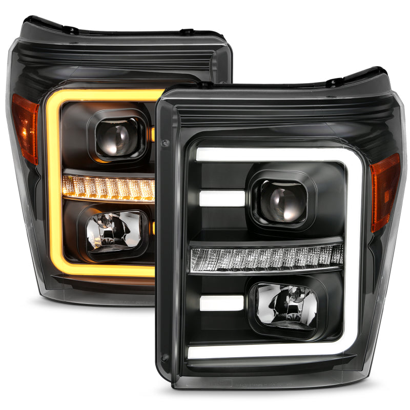 ANZO 2011-2016 Ford F-250 Super Duty LED Projector Headlights - Black