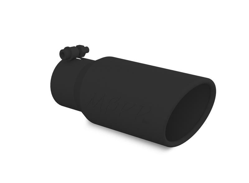 MBRP T5155BLK Exhaust Tip - 4" OD; Angled Cut Rolled End; 3" inlet; 10" length | Black Coated