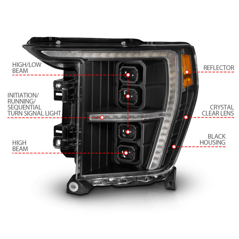 ANZO 2021-2023 Ford F-150 Z-Series LED Projector Headlights (w/Factory Halogen) - Driver Side