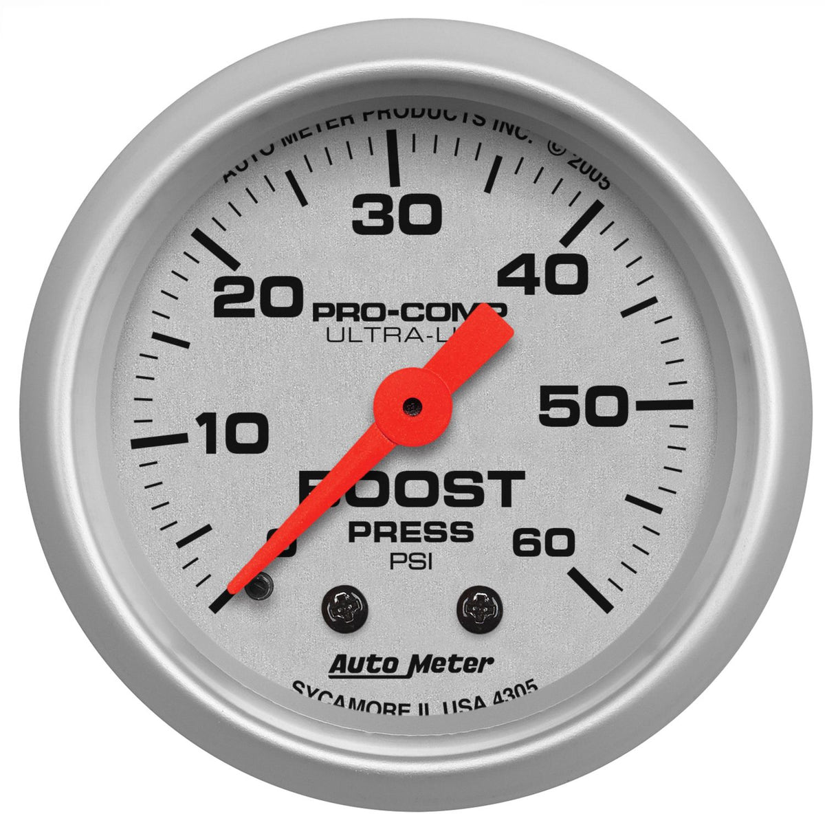 AutoMeter 4305 Ultra-Lite 52mm 60 PSI Mechanical Boost Gauge