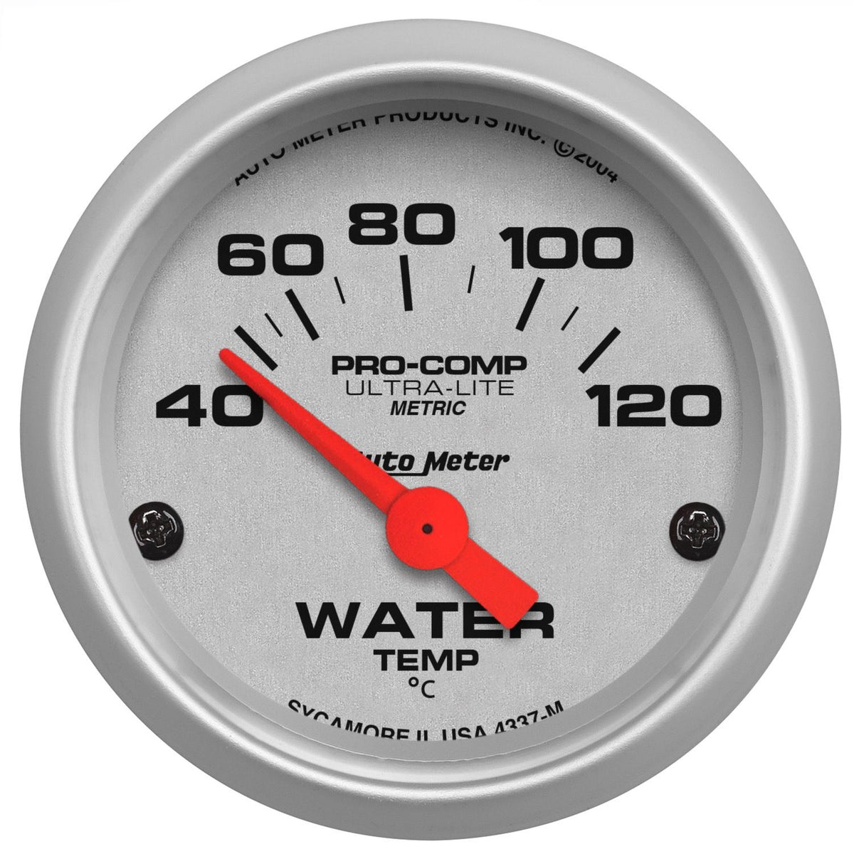 AutoMeter 4337-M Ultra-Lite 52mm 40-120 Degrees C Short Sweep Electric Water Temperature Gauge