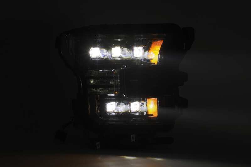 AlphaRex 880163 17-20 Ford Raptor NOVA LED Projector Headlights Plank Style Alpha Black w/Activation Light/Sequential Signal