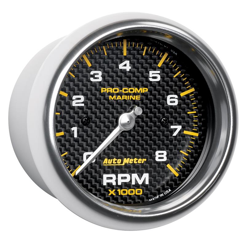 AutoMeter 200779-40 Marine Carbon Fiber 3-3/8in 8K RPM In-Dash Tachometer