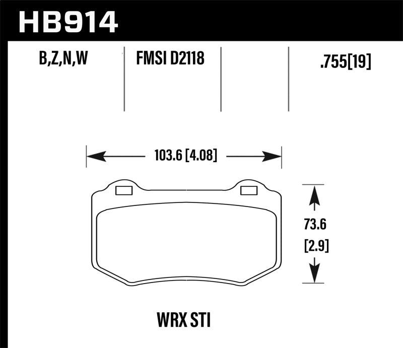 Hawk Performance HB914W.580 DTC-30 Motorsport Brake Pads