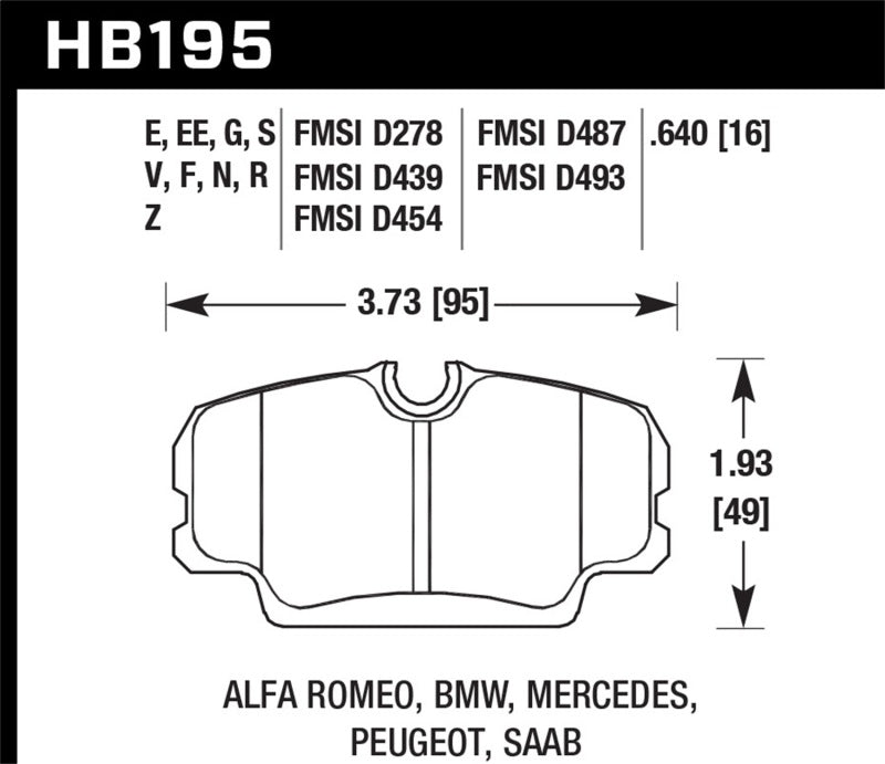 Hawk Performance HB195E.640 Blue 9012 Motorsport Brake Pads
